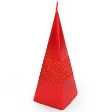 Vianočná sviečka v tvare pyramídy s glitrom, červená.