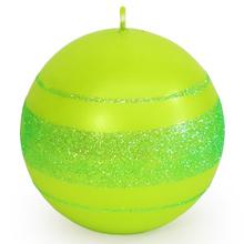 Vianočná sviečka guľa s glitrom v zelenej farbe.