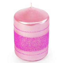 Ružová vianočná sviečka s glitrom