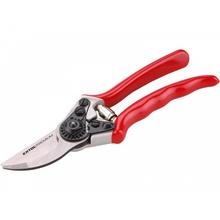 Záhradnícke nožnice s červenými rukoväťami a kovovým ostrím.