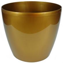 Zlatý kvetináč Magnolia s okrúhlym dizajnom.