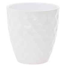 Biely keramický obal na orchideu s diamantovým vzorom.