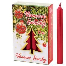 Vianočné sviečky v červenej farbe, balenie 12 kusov.