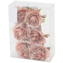 Sada umelých ruží v snehu, 6 kusov.