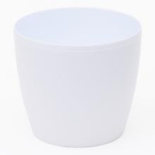 Biely kvetináč Magnolia s okrúhlym dizajnom.