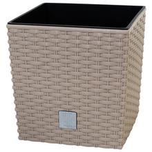 Štvorcový kvetináč s vkladom v béžovej farbe.