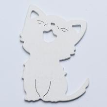 Biely výrez mačky s otvorom na hlave, 8 cm.