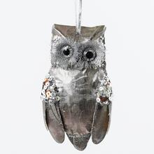 Sova šedá 16 cm s trblietkami