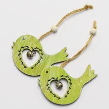 Zelený vtáčik s ornamentom a zvončekom, sada 2 kusy.