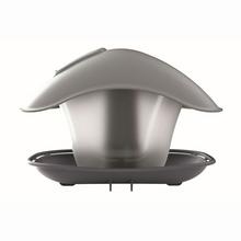 Krmítko pre vtáky v antracitovej farbe.