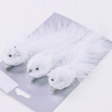 Strieborný vták klip s perím, sada 3 kusy.