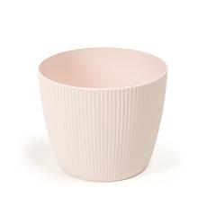Béžový okrúhly obal na kvetináč s jemným textúrovaním.