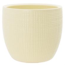 Jednofarebný obal na kvetináče vo vanilkovej farbe.