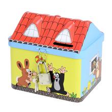 Pokladnička KRTKO v tvare domčeka s postavičkami.