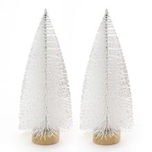 Biele glitrové vianočné stromčeky na pni, 20 cm, sada 2 kusy.