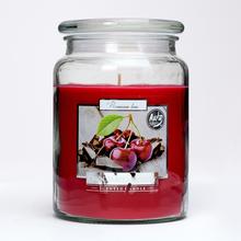 Aromatická sviečka s vôňou čokoládovej višne v sklenenom obale.