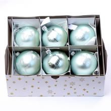 Sada sklenených vianočných guľí v mixe 3 vzorov, priemer 7 cm.