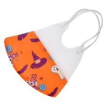 Detské jednorázové rúška s motívom Halloween v oranžovej farbe.