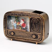 LED rádio USB a lampáš so zlatým Santa Clausom.