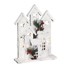 Biely domček s LED svetlami na batérie.