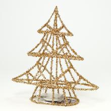 Zlatý vianočný stromček s 20 LED svetlami, 30 cm vysoký.