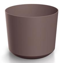 Okrúhly obal na kvetináče v marsala farbe.