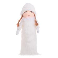 Biele LED dievčatko s pletenou čiapkou a rukavicami.