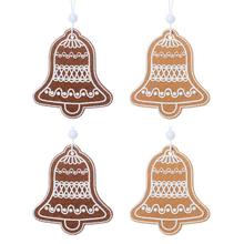 Perníkové zvončeky z textilu v hnedej farbe, sada 4 kusy.