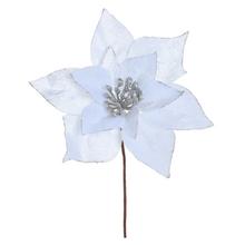 Umelá kvetina Poinsettia bielo-strieborná 20 cm.