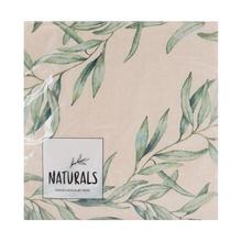 Vzorované servítky s prírodným motívom listov.