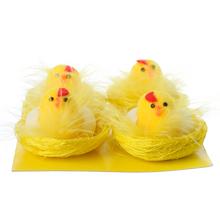 Žlté kuriatka v hniezde so škrupinkou, sada 4 kusy.