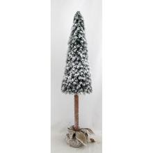 Umelý stromček na pni v jute, osnežený, 97 cm.