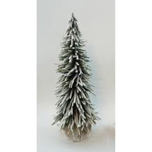Umelý stromček pokrytý snehom v jute, výška 77 cm.