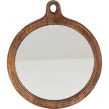Zrkadlo s povrchovou úpravou orech, priemer 30 cm.