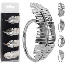 Strieborné servírovacie krúžky v tvare listu, sada 4 kusy.