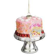 Vianočná ozdoba v tvare torty zo skla.