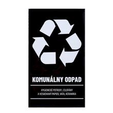 Samolepka na koše na separovaný odpad s recyklačným symbolom.