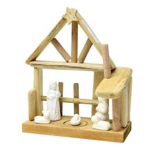 Vianočné jasle z prírodného dreva s LED osvetlením.