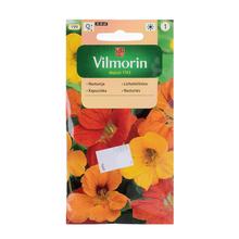 Semená kapucínky nízkej 5g v obale s farebnými kvetmi.