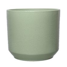 Zelený keramický kvetináč s textúrou