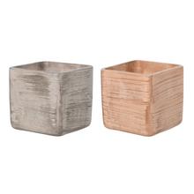 Obal Horti štvorcový 13x13 cm v striebornej a medenej farbe.