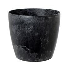 Čierny betónový kvetináč Magnolia s okrúhlym dizajnom.