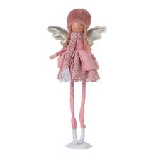 Ružový anjel s čiapkou a krídlami, LED osvetlenie.