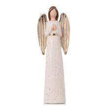 Dekoračný anjel modliaci sa, keramický, zlatý