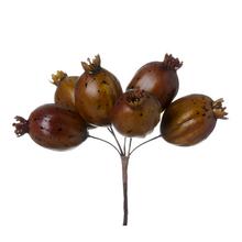 Zápich makovice v zelenej a hnedej farbe, 6 kusov, 13 cm.