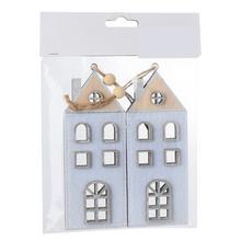 Záves domček v sáčku, sivý plst, 14,5x6 cm, sada 2 kusy.