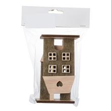 Béžový a hnedý drevený domček s flisom, sada 2 kusy.