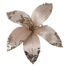 Umelá ruža v ružovej farbe so zlatým glitrom.