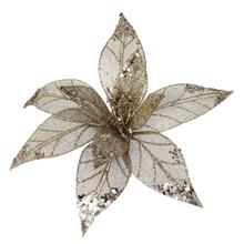 Umelá ruža v šampanskom zlate s glitrom.