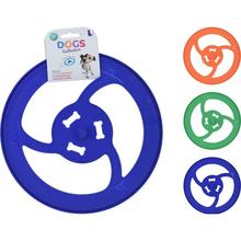 Vrhací disk pre psa s priemerom 26 cm v modrej farbe.